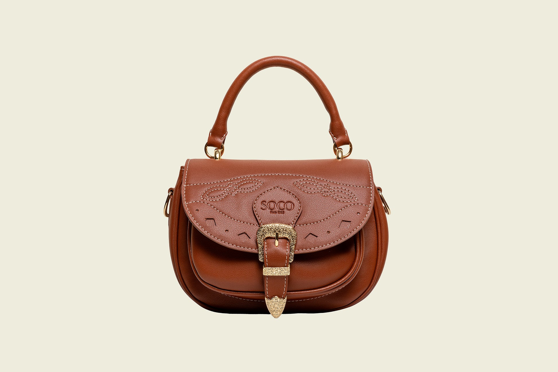 sac compact en cuir premium au style western rock